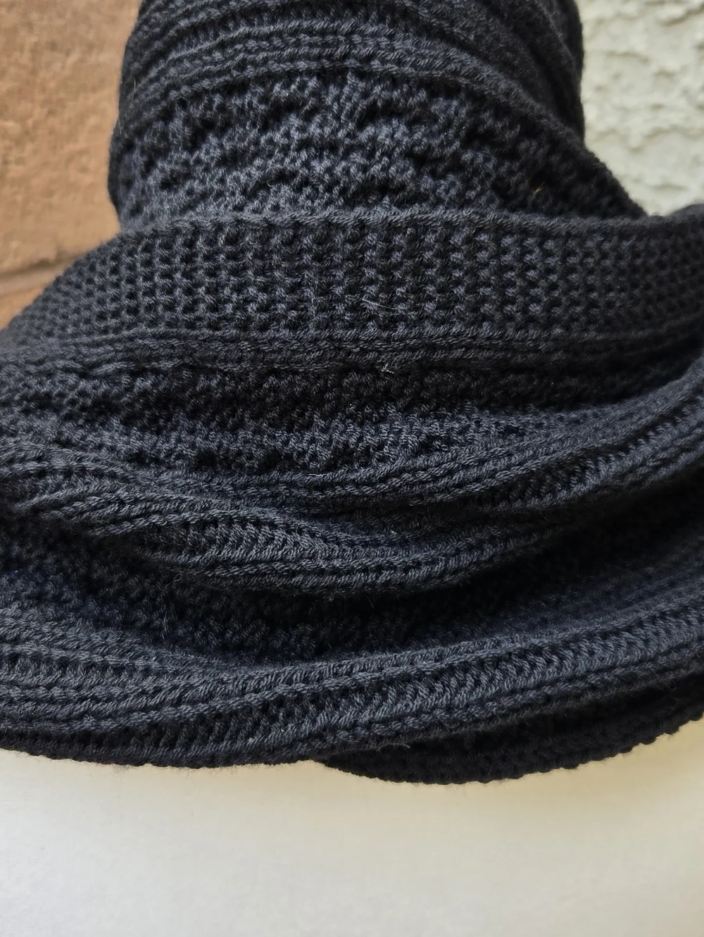 Smartwool Wool Blend Black Knit Fringe Scarf with Accent Stripe